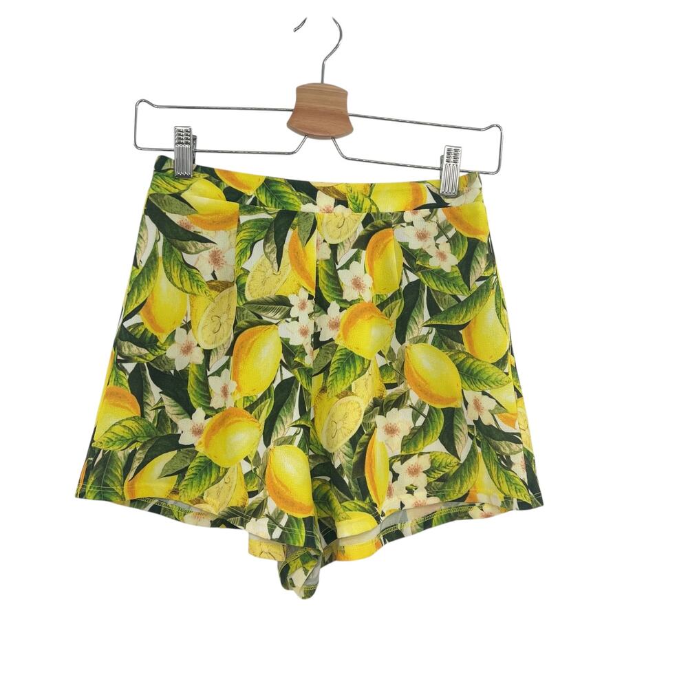 Show Me Your Mumu Martine Shorts Citrus Lemon Print Yellow Size Small